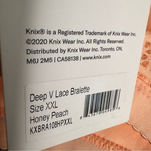 Knix Lace Deep Vneck Bralette Size XXL Honey Peach NWT - Picture 7 of 9